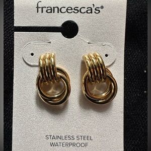 Francesca's Collections Gold Triple Hoop Earrings